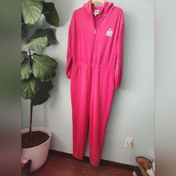 Juicy Couture jumpsuit hoddied velour side pockets - Picture 2 of 15